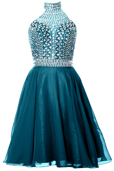 MACloth Gorgeous Halter Prom Homecoming Dress High Neck Cocktail Formal Gown