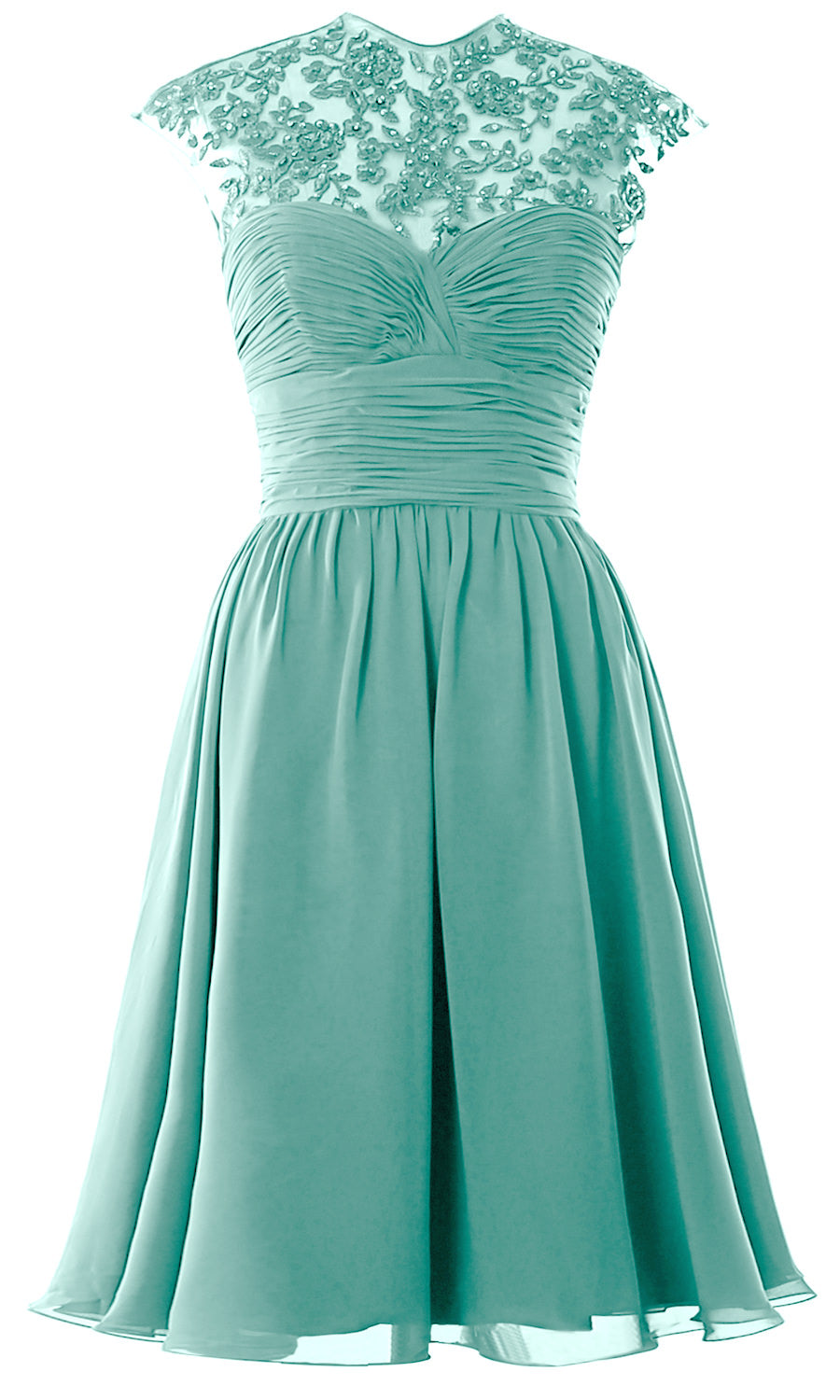 Women High Neck Cap Sleeve Lace Short Bridesmaid Dress Wedding Party Ball Gown