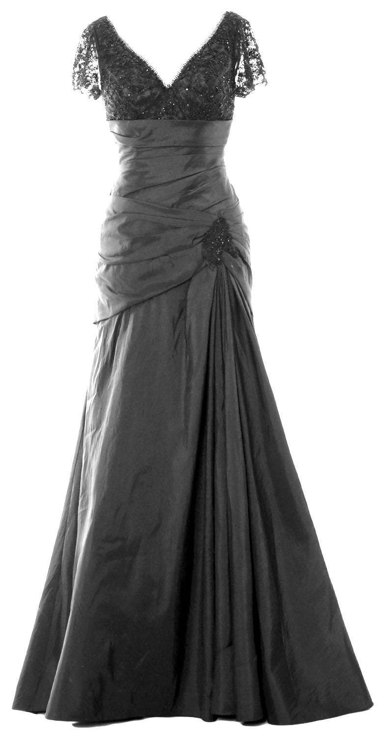 MACloth Mother of Bride Dresses Mermaid Short Sleeves Evening Party Formal Gown