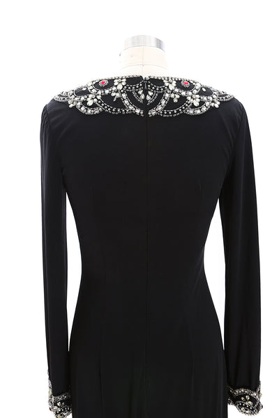 MACloth Women Long Sleeves V Neck Evening Gown Jersey Mother of the Bride Dress