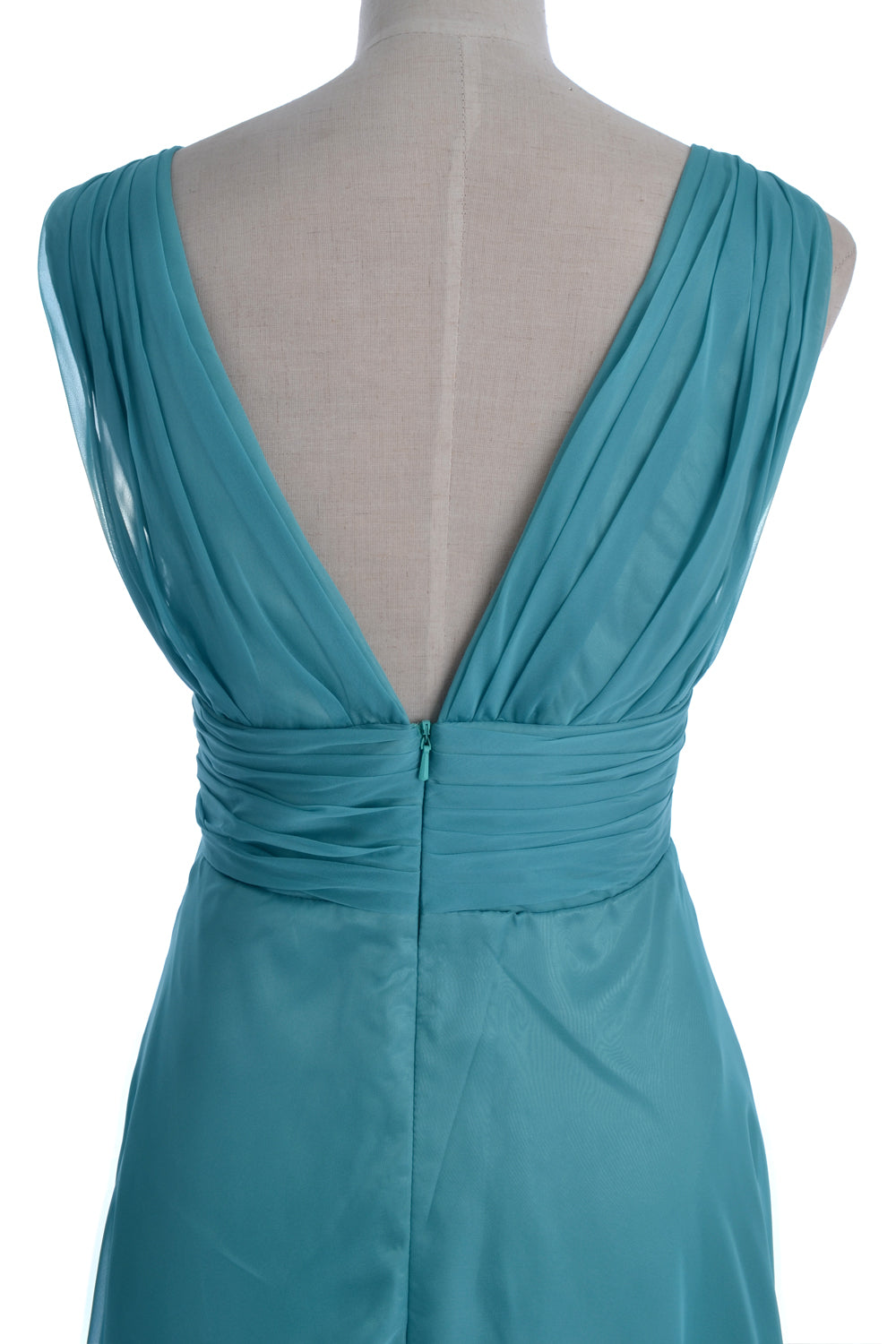 MACloth Women V Neck Long Chiffon Wedding Party Guest Bridesmaid Dress Prom Gown