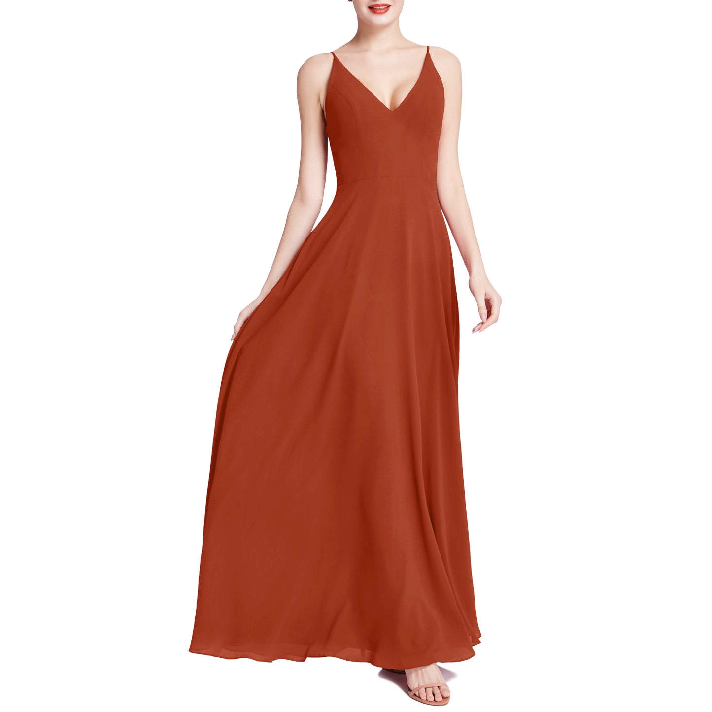 MACloth Mujeres Cuello en V Maxi Boda Fiesta Dama de Honor Vestidos Vestido de Noche