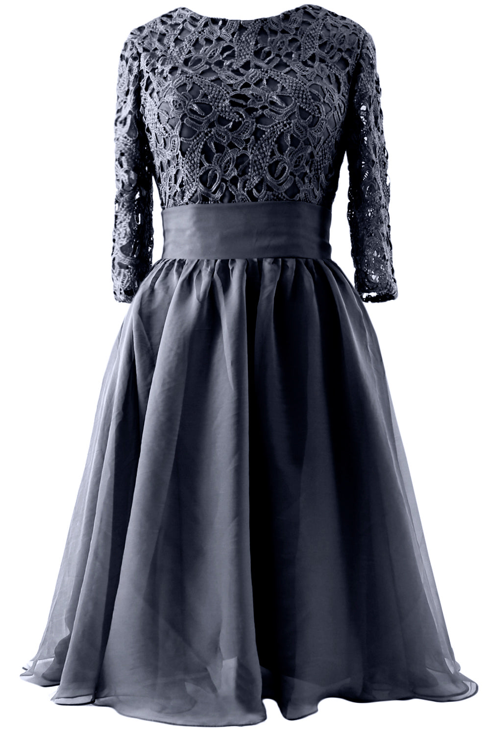 MACloth Women 3/4 Sleeve Lace Short Mother of Bride Dress Formal Evening Gown