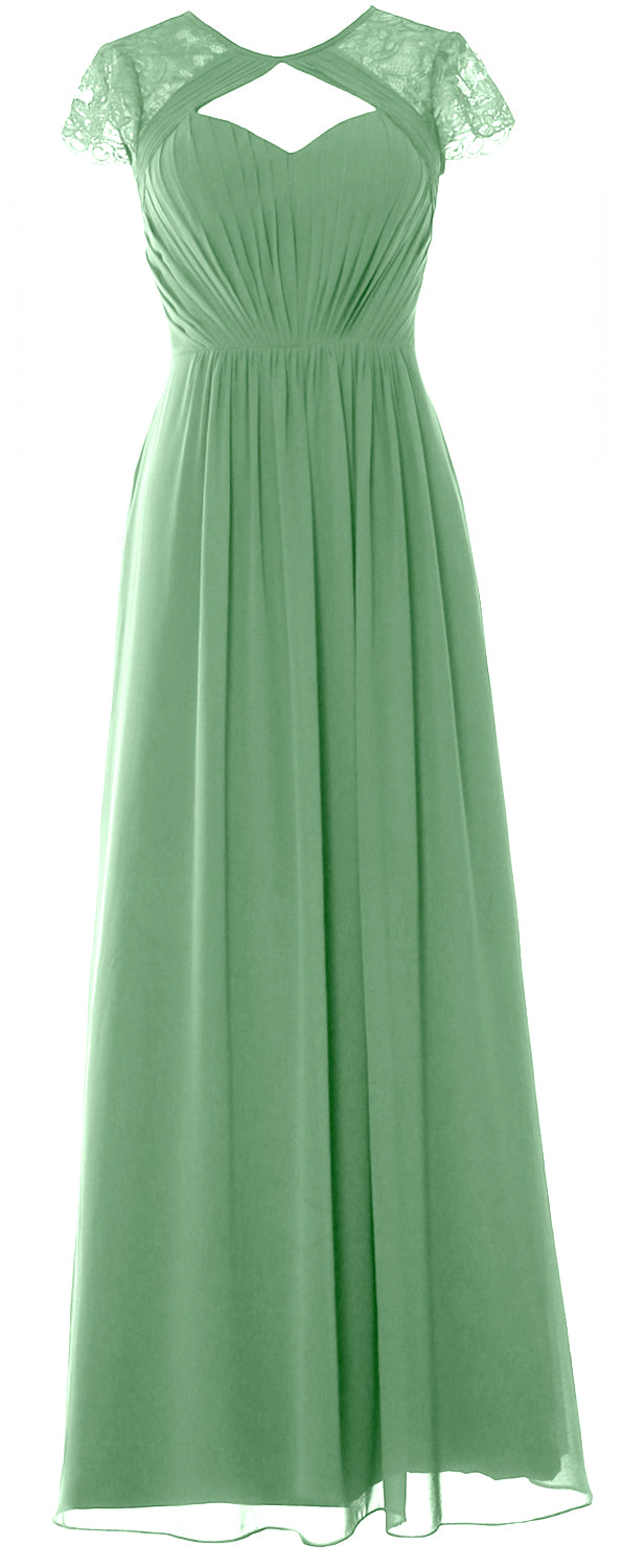 Vestido de dama de honor largo con mangas cortas elegante MACloth 2018 Vestido formal de noche