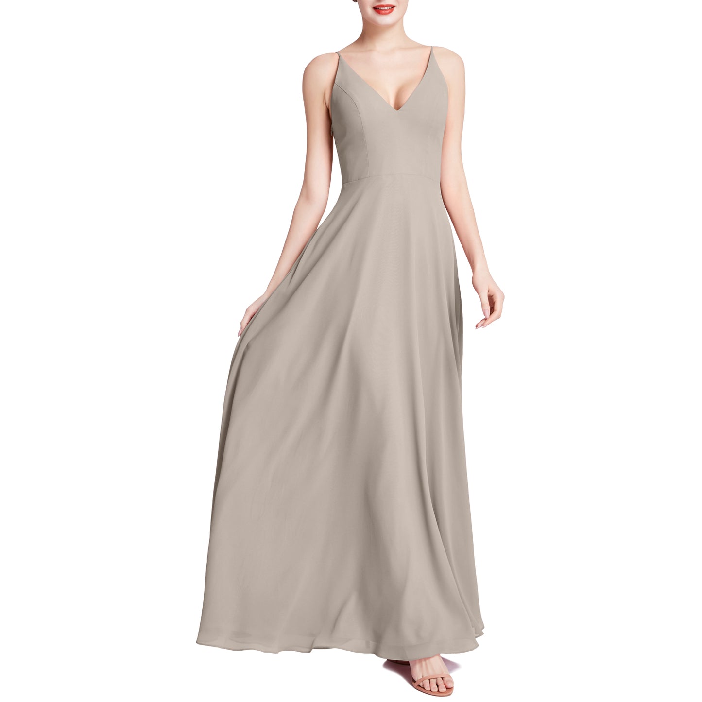 MACloth Mujeres Cuello en V Maxi Boda Fiesta Dama de Honor Vestidos Vestido de Noche