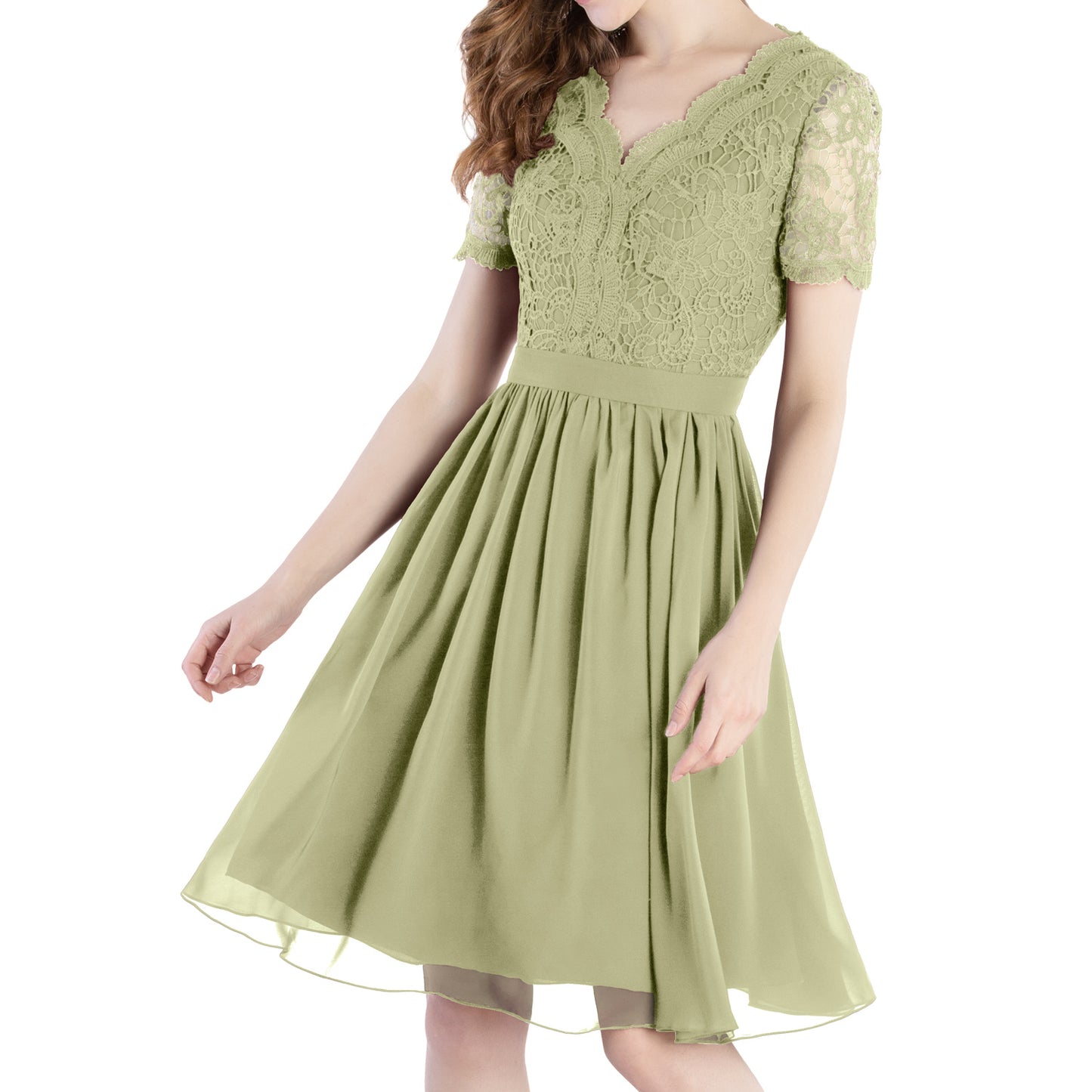 MACloth Mother of Bride Dresses Short Sleeves Wedding Guest Party Formal Gown Dusty Mauve