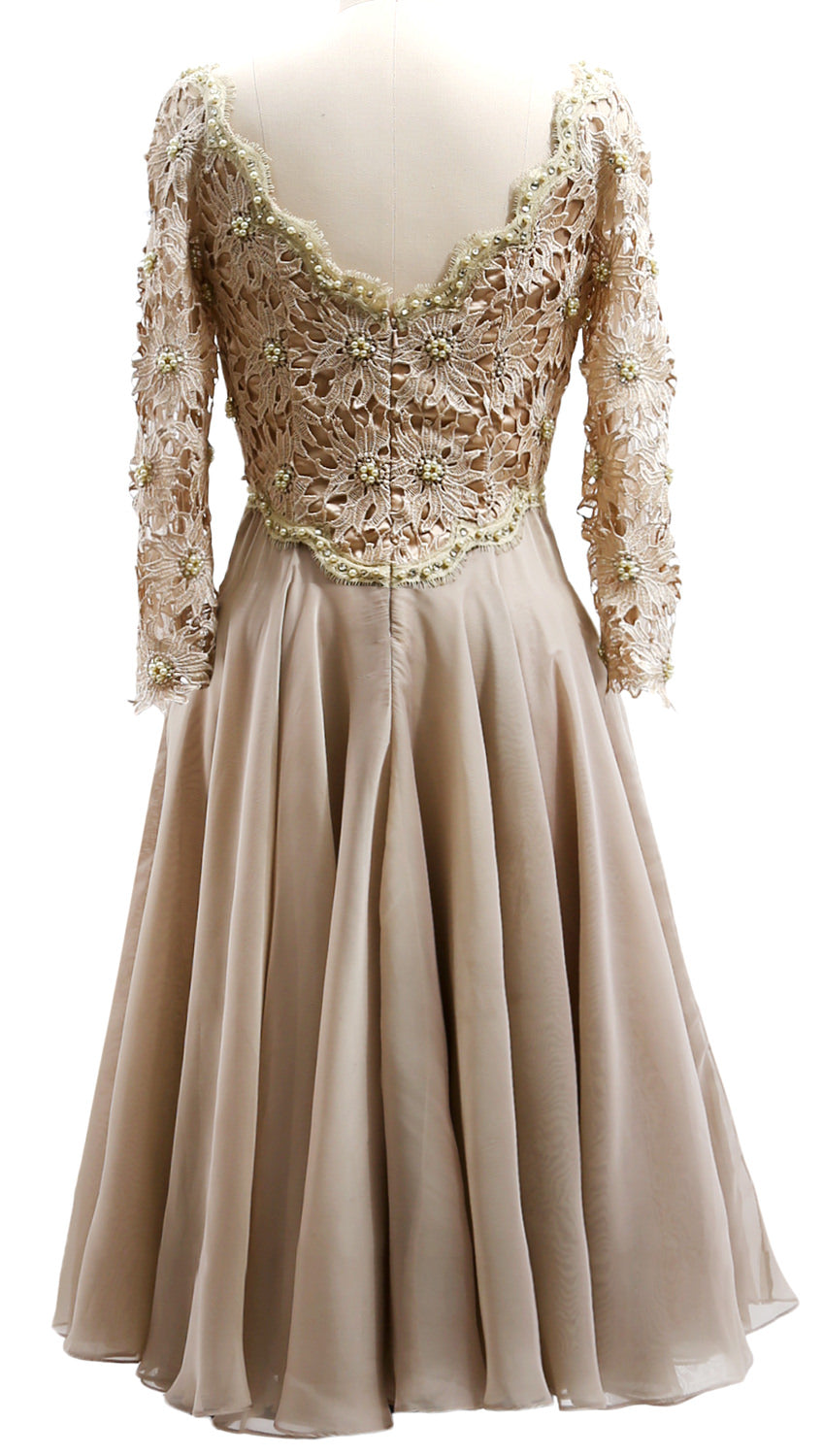 MACloth Damen Lange Ärmel Kurze Mutter Braut Kleider V Ausschnitt Cocktail Party