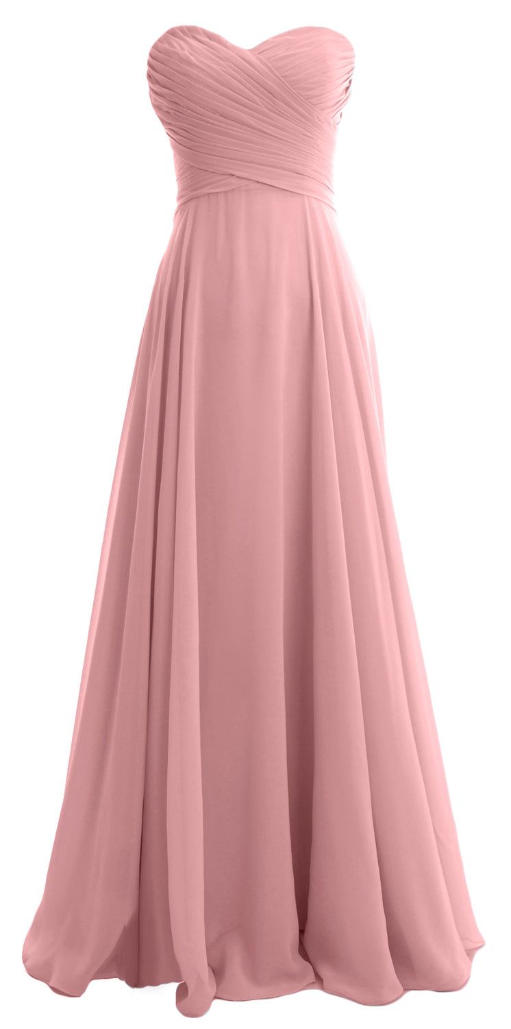 MACloth Women Sweetheart Chiffon A Line Long Bridesmaid Dresses Wedding Maxi