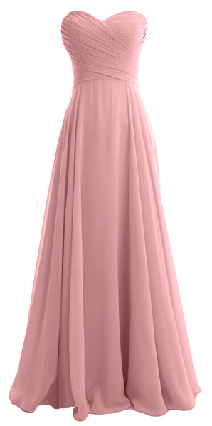 MACloth Women Sweetheart Chiffon A Line Long Bridesmaid Dresses Wedding Maxi