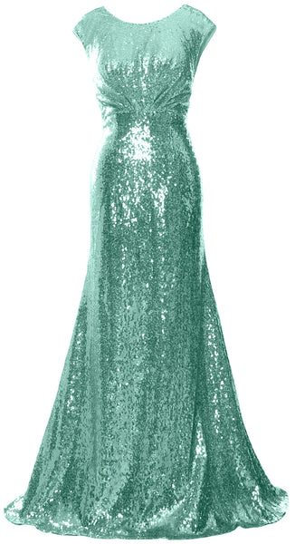 MACloth Women Mother of Bride Dresses Cap Sleeves Sequin Bridesmaid Formal Gown