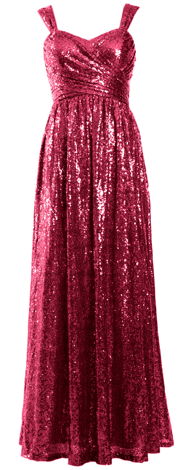 MACloth Sequin Bridesmaid Dresses Long Formal Party Evening Prom Gown Maxi