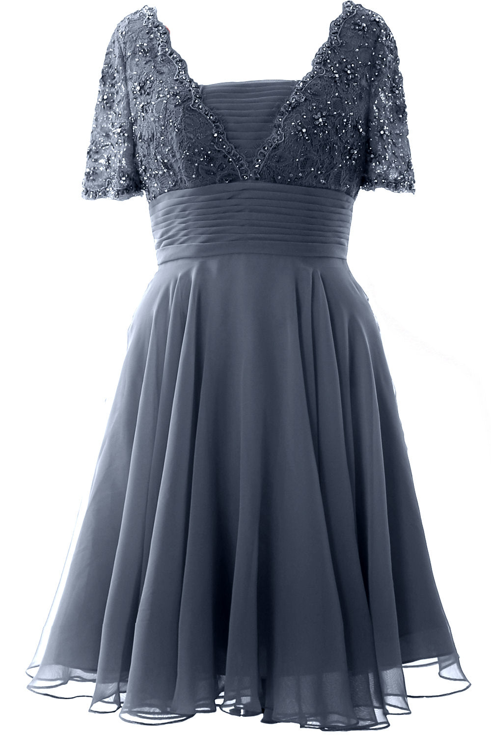 MACloth Damen Kleid für die Brautmutter, kurze Ärmel, Spitze, für Hochzeit, Party, formelles Kleid