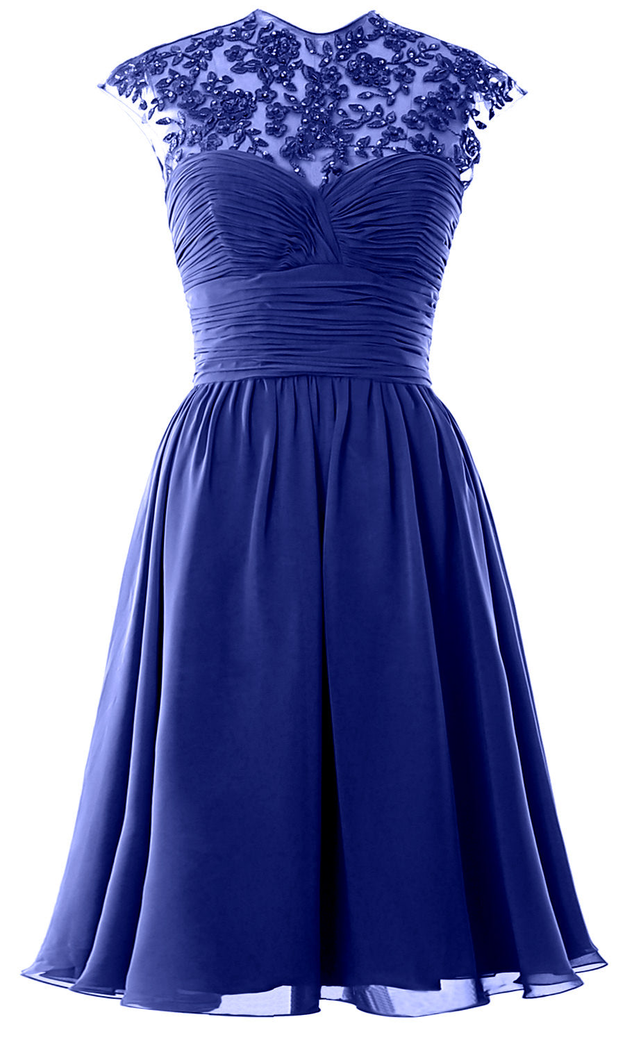 Women High Neck Cap Sleeve Lace Short Bridesmaid Dress Wedding Party Ball Gown