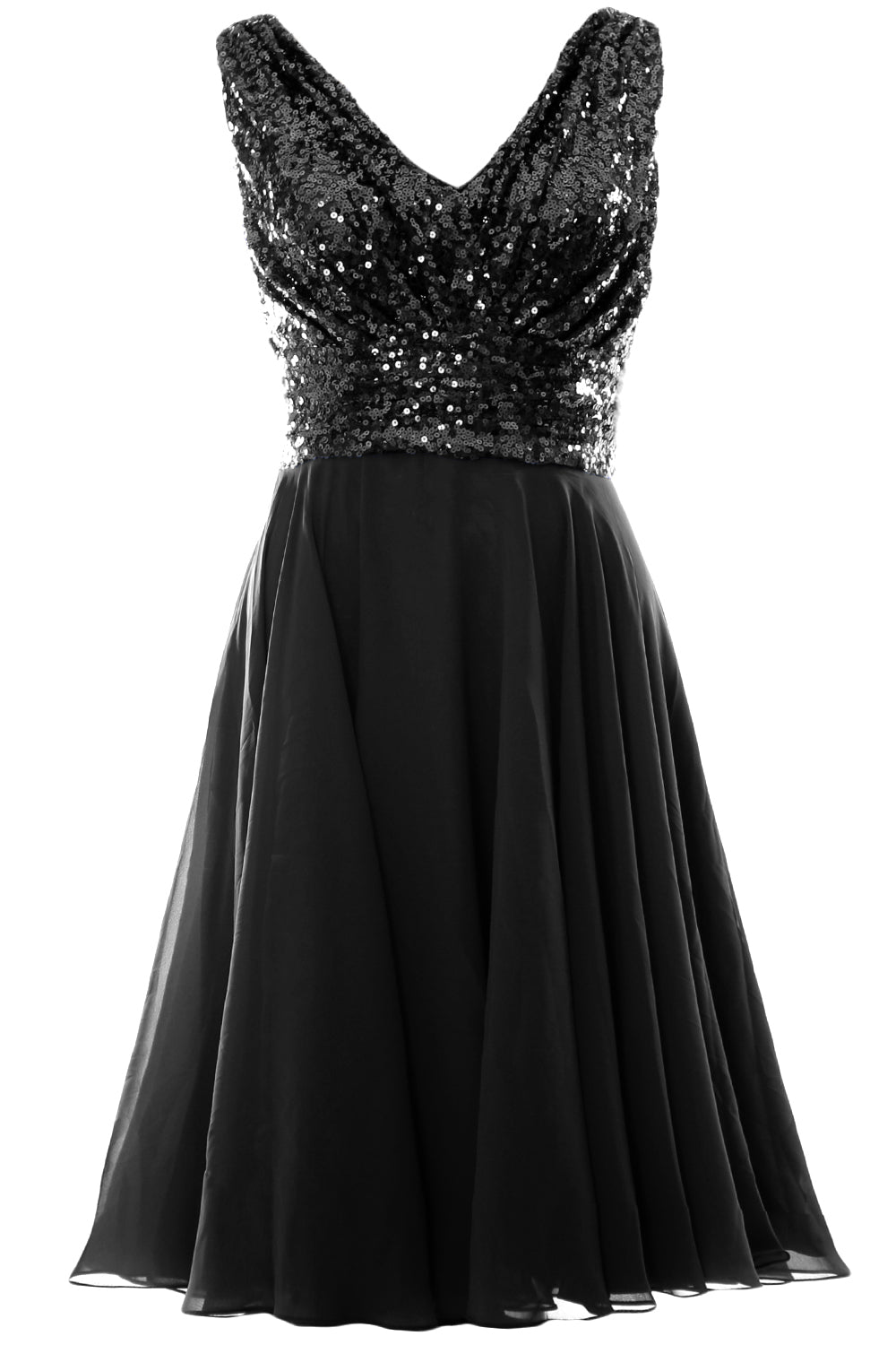 MACloth Women V Neck Sequin Short Wedding Bridesmaid Dresses Mother of Bride