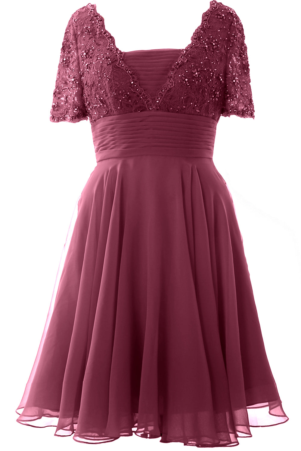 MACloth Damen Kleid für die Brautmutter, kurze Ärmel, Spitze, für Hochzeit, Party, formelles Kleid