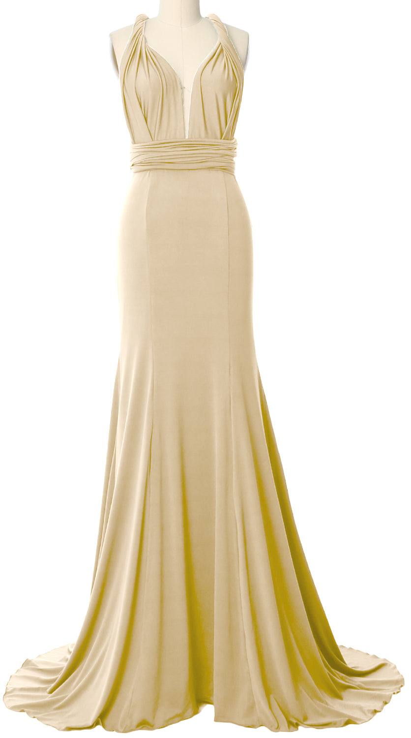 MACloth Convertible Wrap Multi Way Bridesmaid Dress Maxi Evening Formal Gown