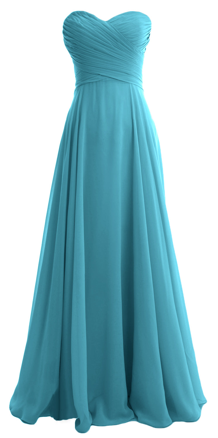 MACloth Women Sweetheart Chiffon A Line Long Bridesmaid Dresses Wedding Maxi