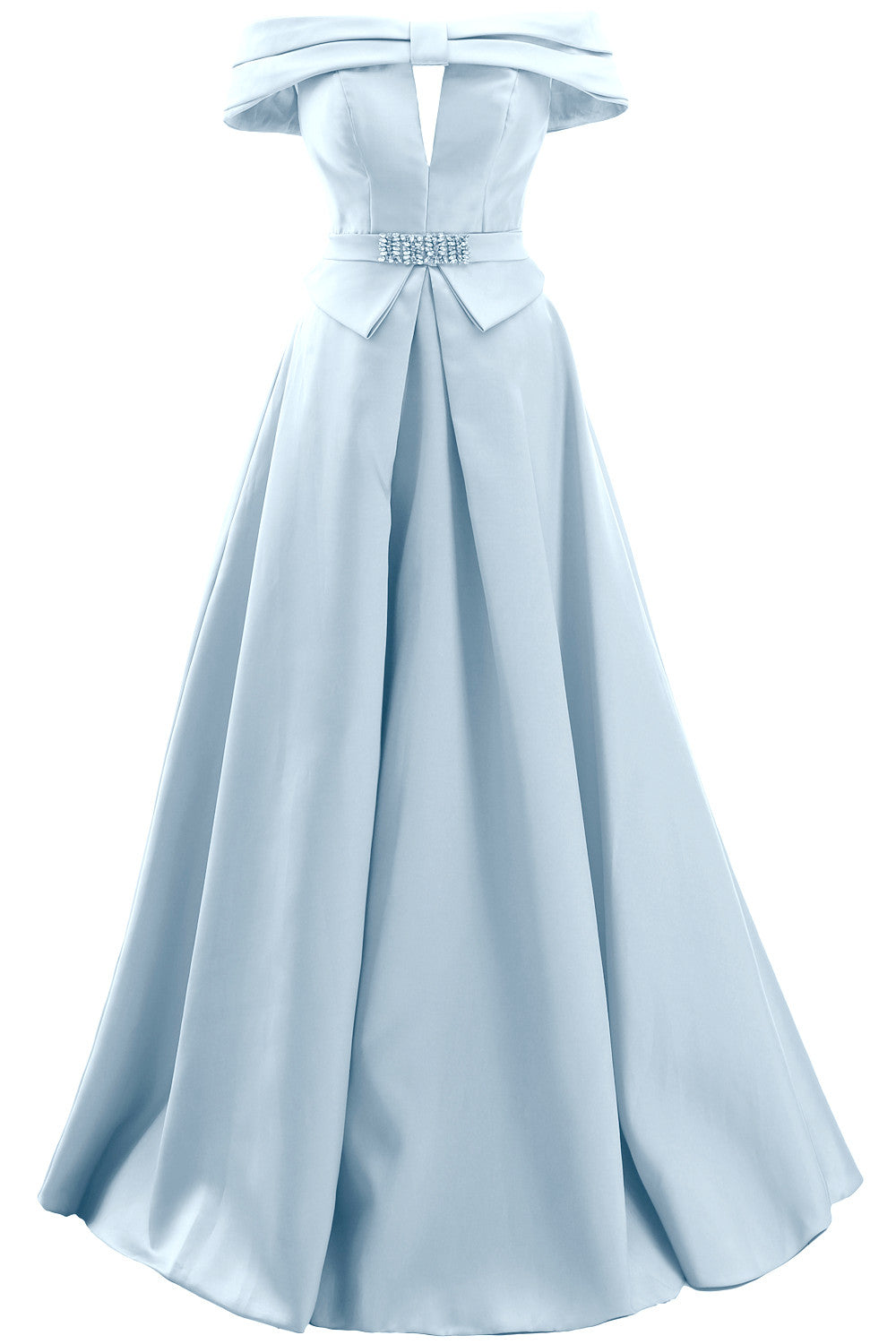 MACloth Damen Schulterfreies Satin-Maxikleid für Ball, formelle Party, Abendkleid