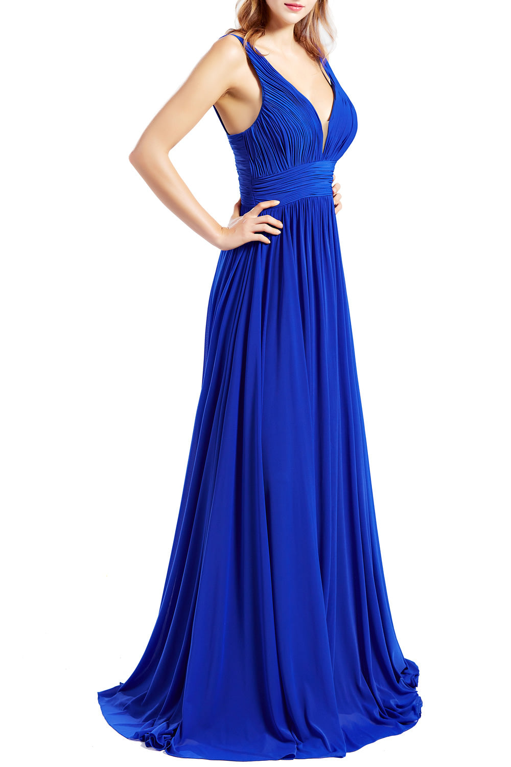 MACloth Women Sleeveless V Neck Bridesmaid Dresses Beach Wedding