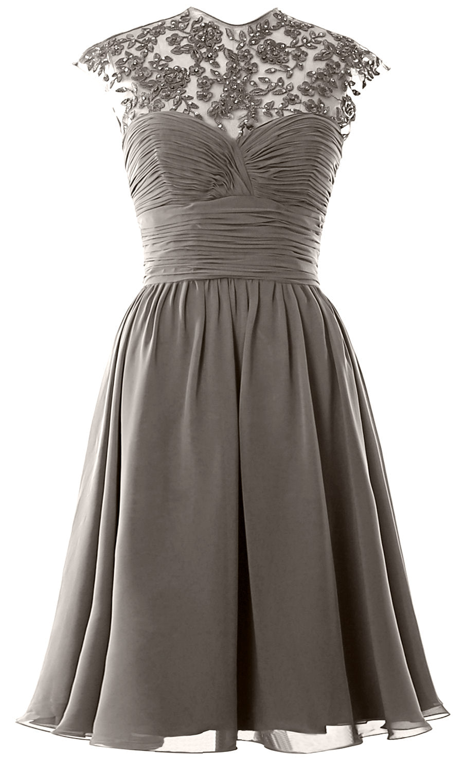 Women High Neck Cap Sleeve Lace Short Bridesmaid Dress Wedding Party Ball Gown