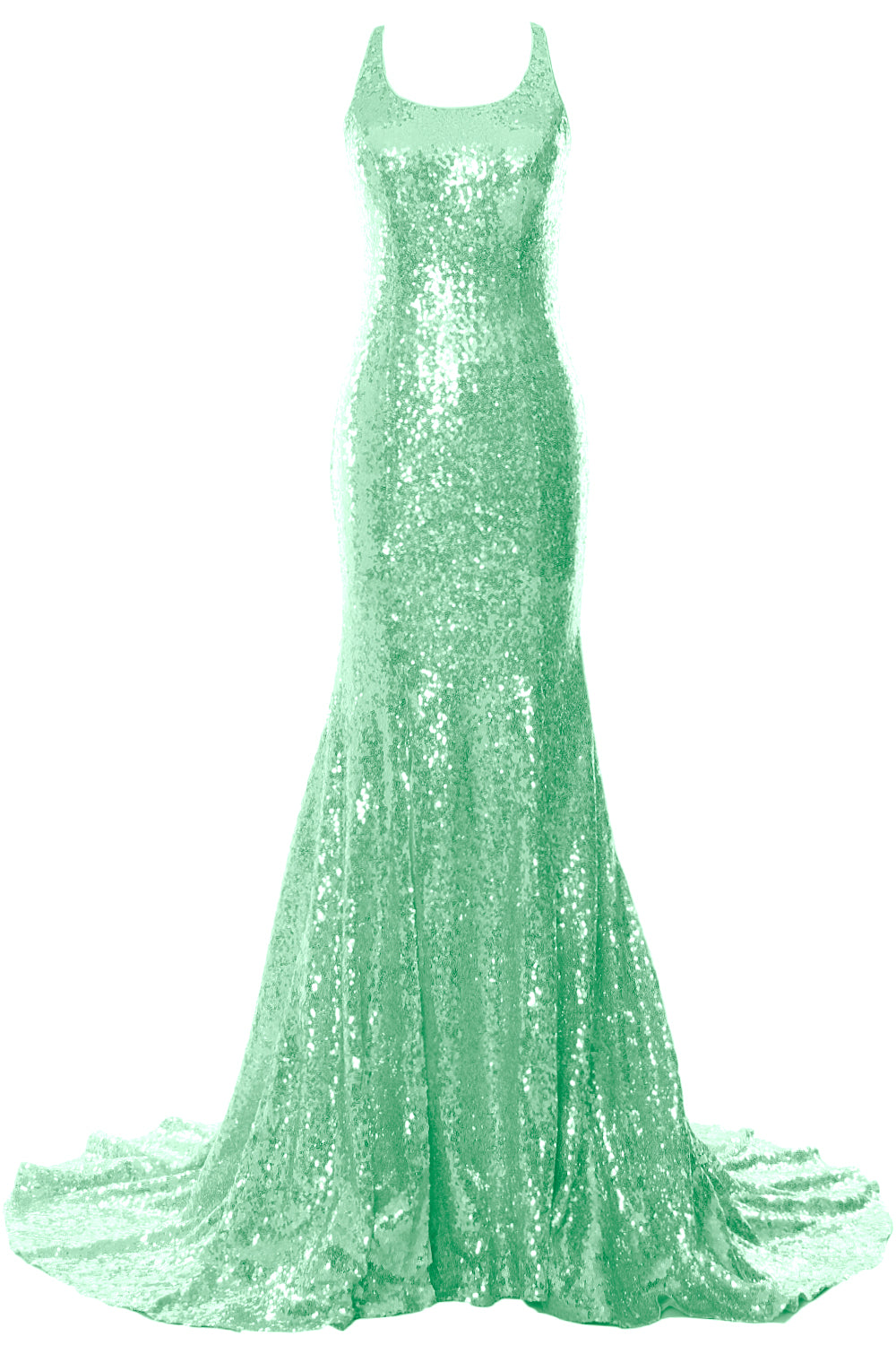 MACloth Vestidos de fiesta de sirena sin mangas con lentejuelas para fiesta de bodas Vestido de noche formal