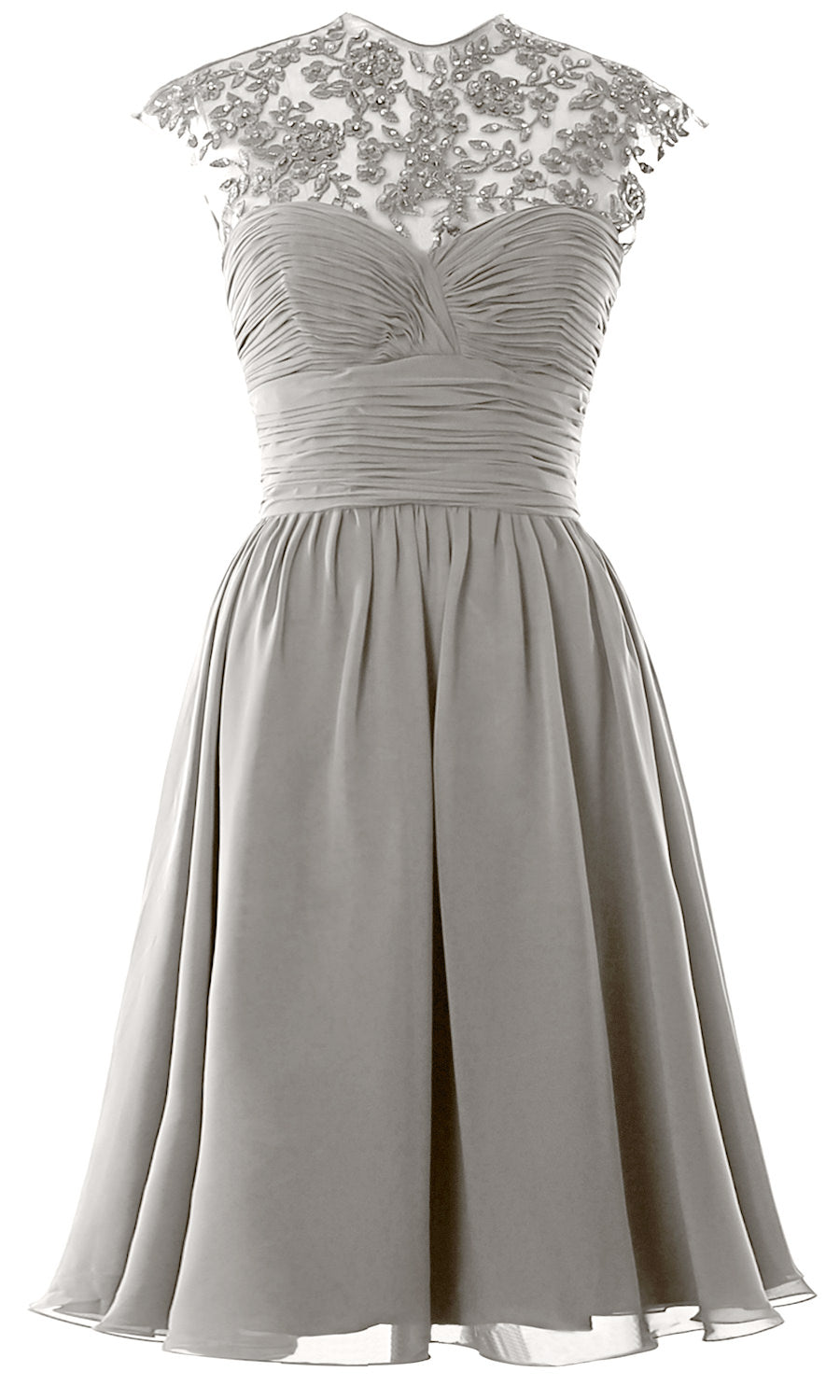 Women High Neck Cap Sleeve Lace Short Bridesmaid Dress Wedding Party Ball Gown