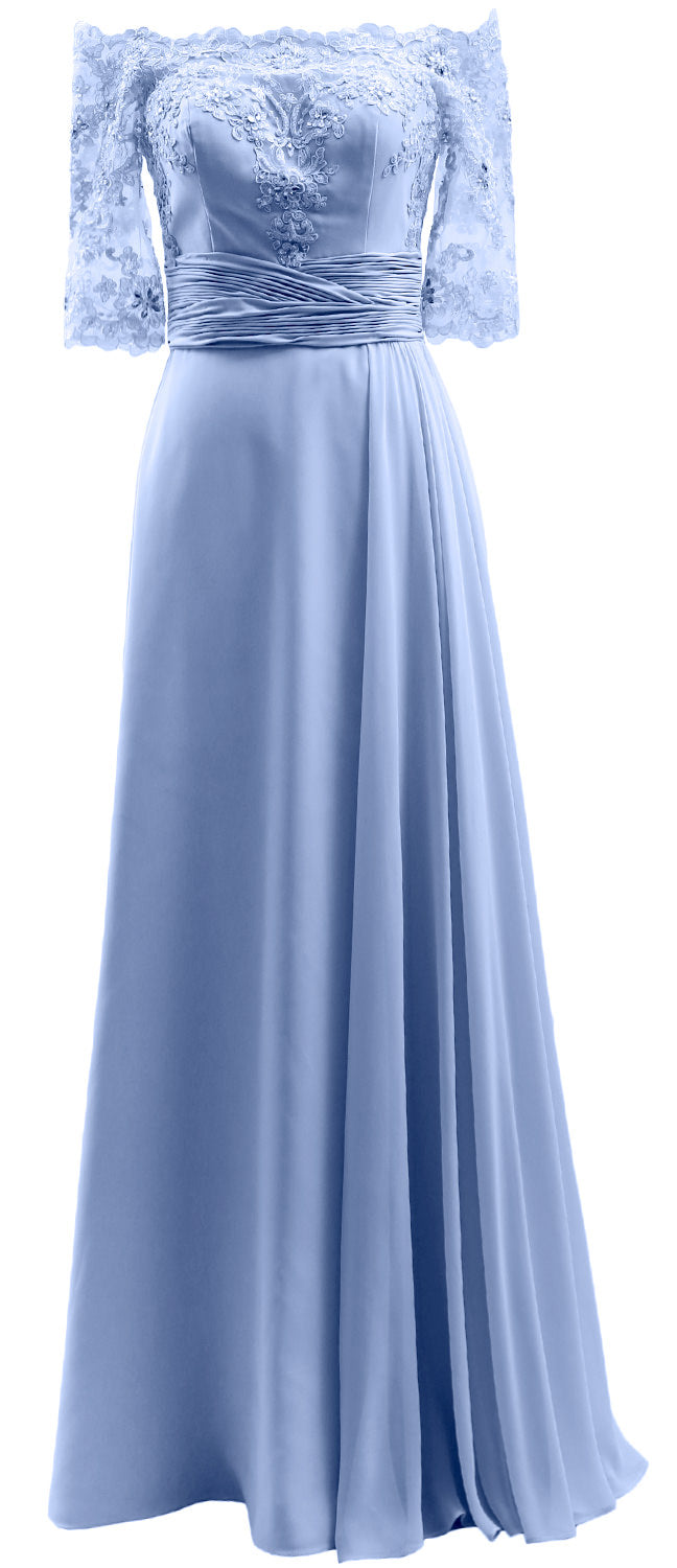 MACloth Damen-Kleid für die Brautmutter, schulterfrei, Spitze, lang, formelles Abendkleid