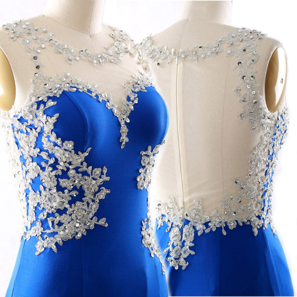 MACloth Women Mermaid Lace Jersey Long Prom Dress Formal Party Evening Gown