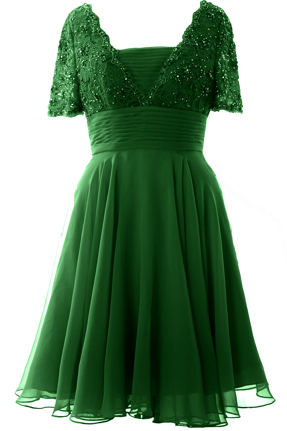 MACloth Damen Kleid für die Brautmutter, kurze Ärmel, Spitze, für Hochzeit, Party, formelles Kleid