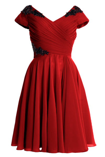 MACloth Women Mother of Bride Groom Dresses Short Cap Sleeve Bridesmaid BD MoH