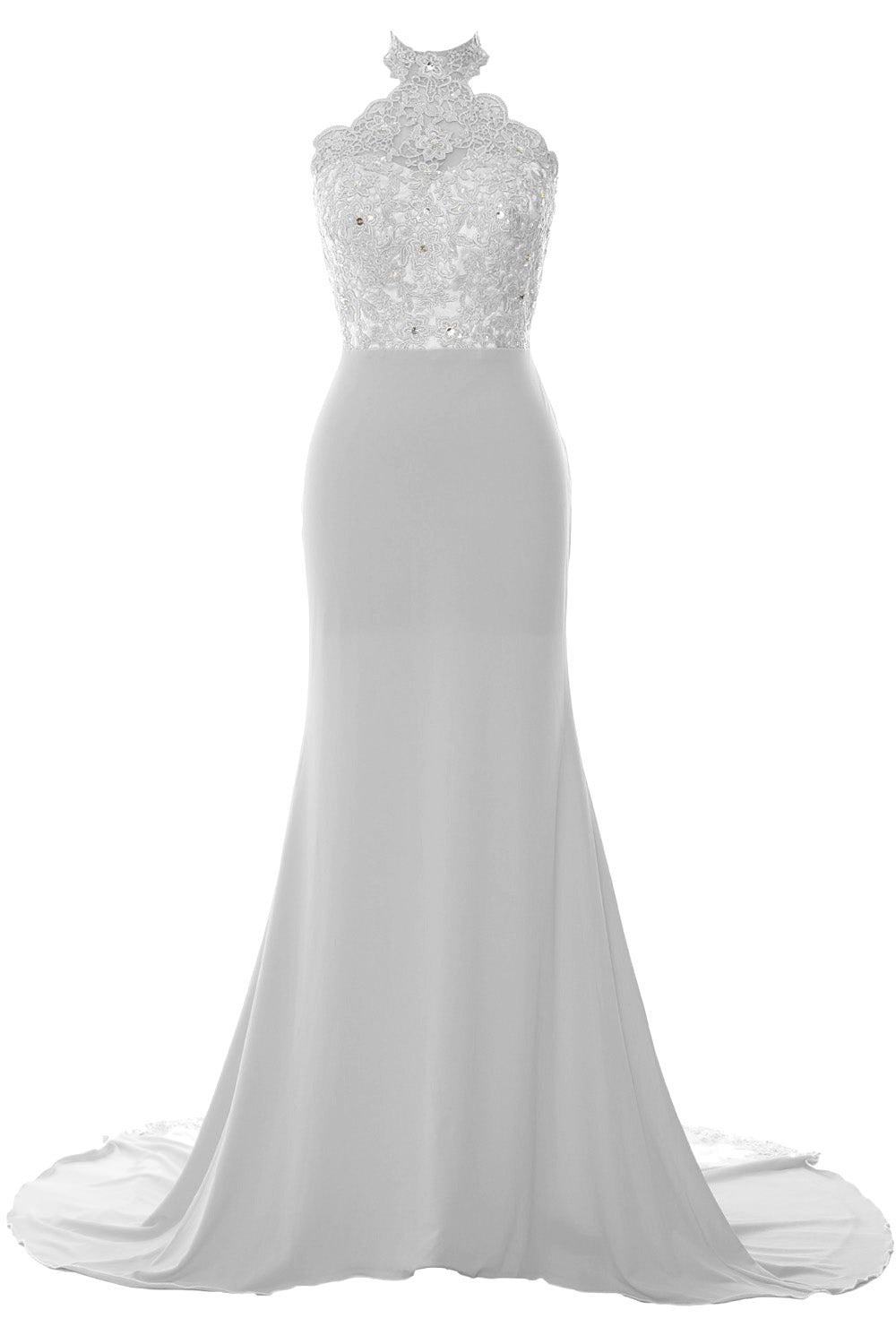 MACloth Women Prom Dresses Mermaid Sleeveless Lace Evening Party Formal Gown