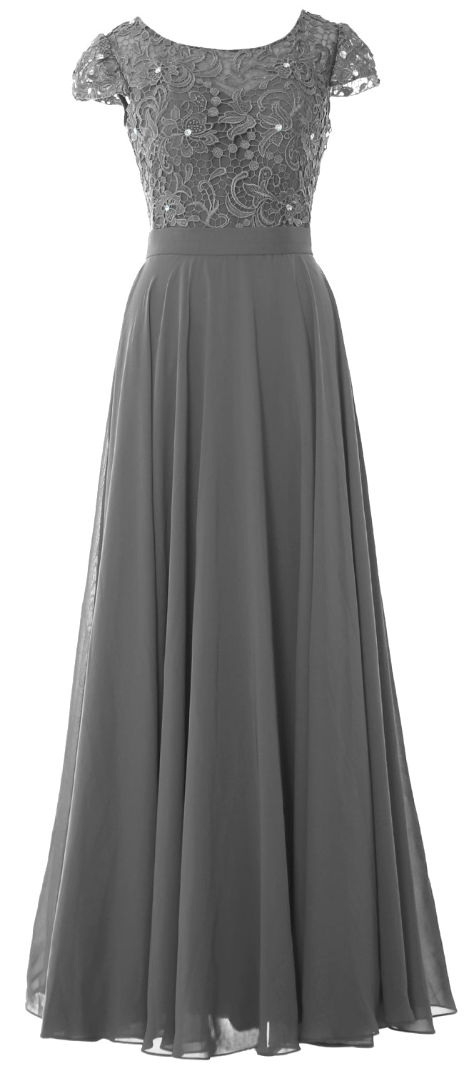 MACloth Damen Kleider für die Brautmutter mit Flügelärmeln, für Hochzeit, Brautjungfer, Probe