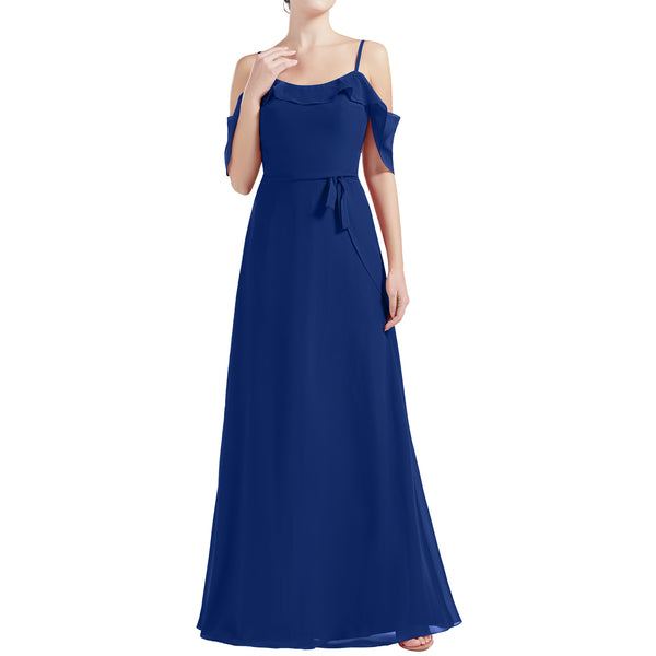 MACloth Women Cold Shoulder Long A Line Wedding Bridesmaid Dresses