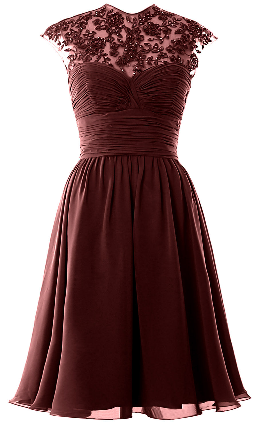 Women High Neck Cap Sleeve Lace Short Bridesmaid Dress Wedding Party Ball Gown