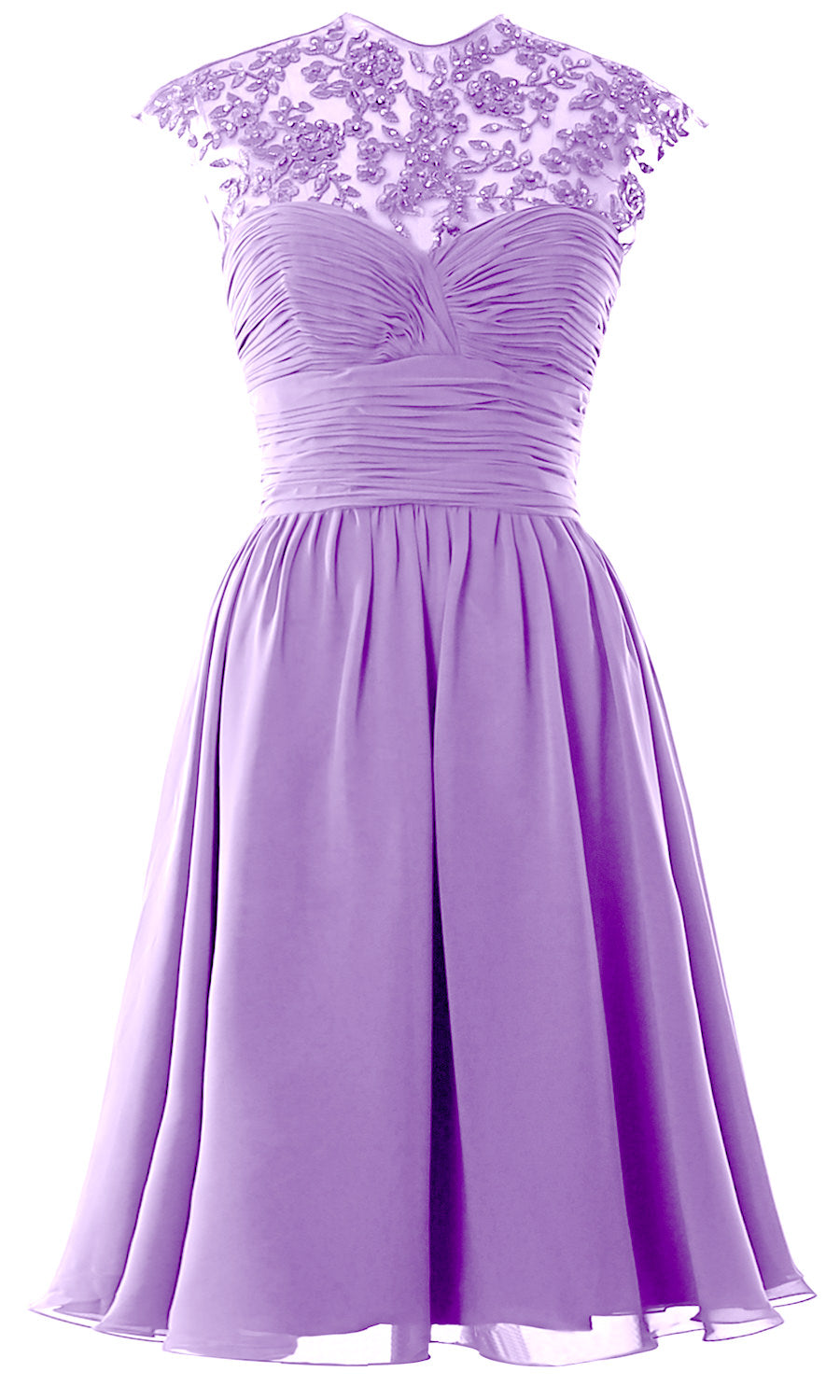 Women High Neck Cap Sleeve Lace Short Bridesmaid Dress Wedding Party Ball Gown