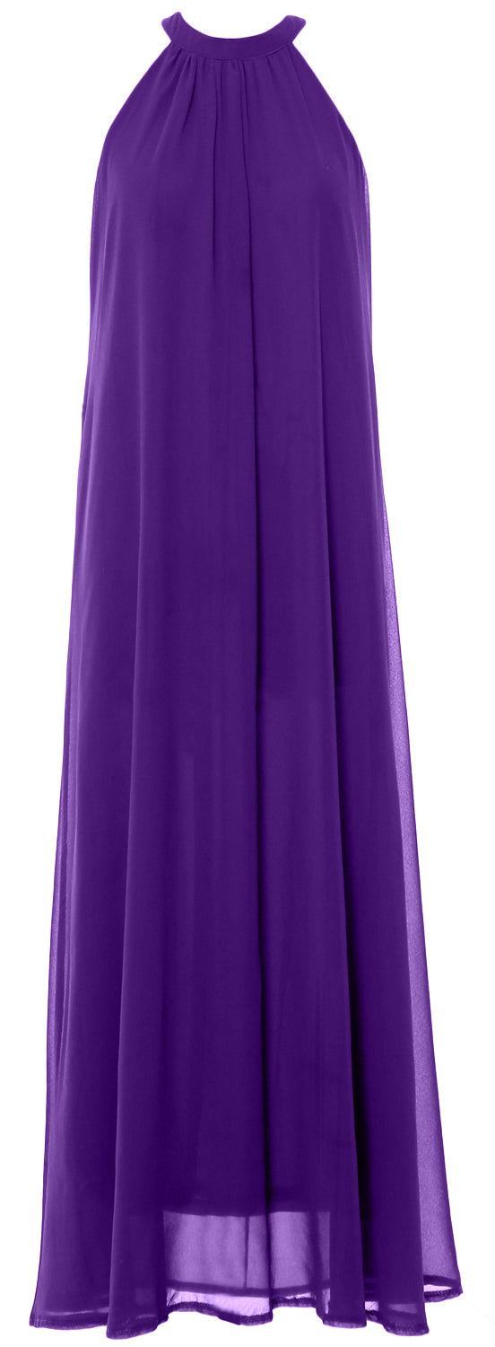 MACloth Damen Neckholder Chiffon Lange Hochzeit Party Brautjungfernkleider Mutter