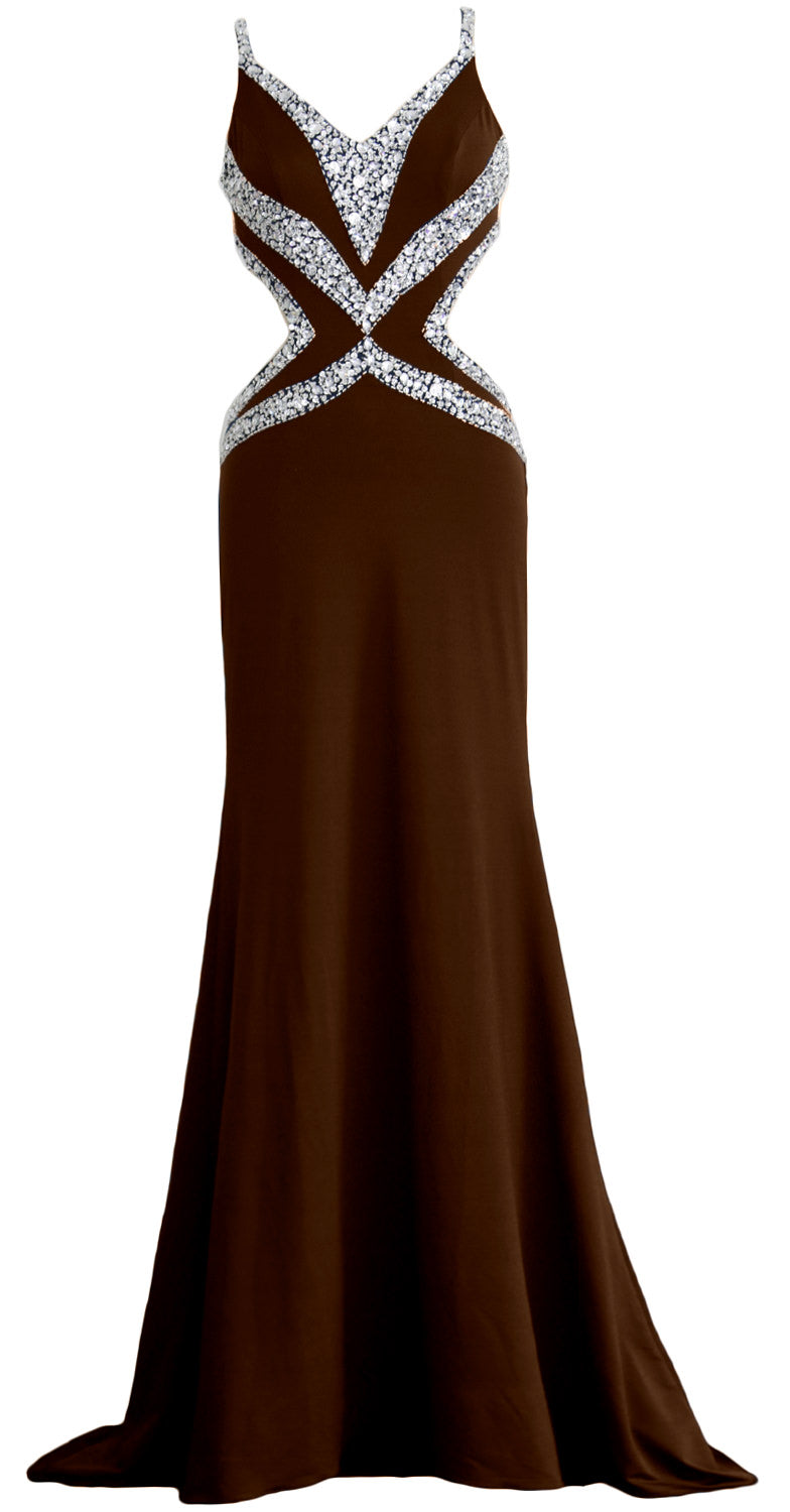 MACloth Damen-Kleid, lang, V-Ausschnitt, sexy, Meerjungfrau, Abschlussball, Partykleid, formelles Abendkleid