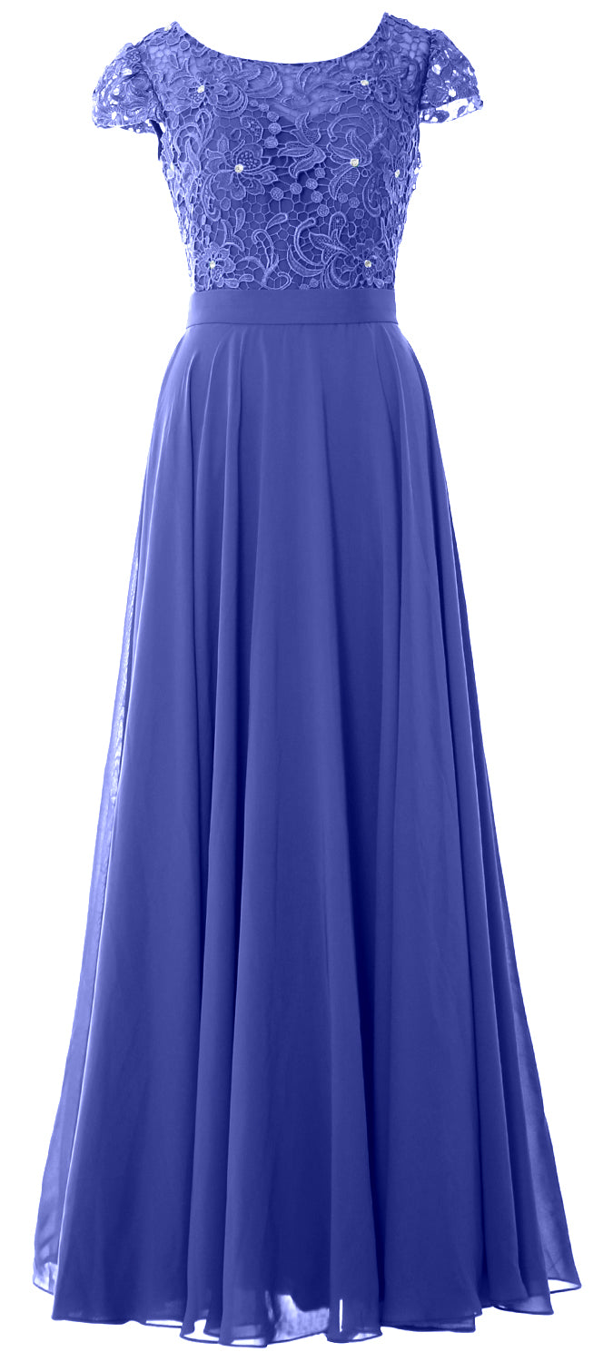 MACloth Damen Kleider für die Brautmutter mit Flügelärmeln, für Hochzeit, Brautjungfer, Probe