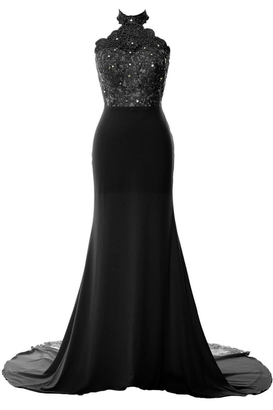 MACloth Vestidos de fiesta para mujer, vestido formal de noche con encaje sin mangas y sirena