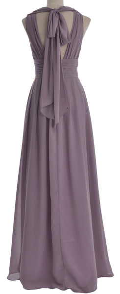 MACloth Long Romantic Wedding Party Bridesmaid Dresses V neck Sleeveless