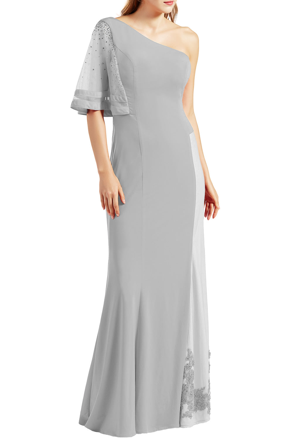 MACloth Women One Shoulder Prom Evening Gown Long Jersey Formal Party Dresses