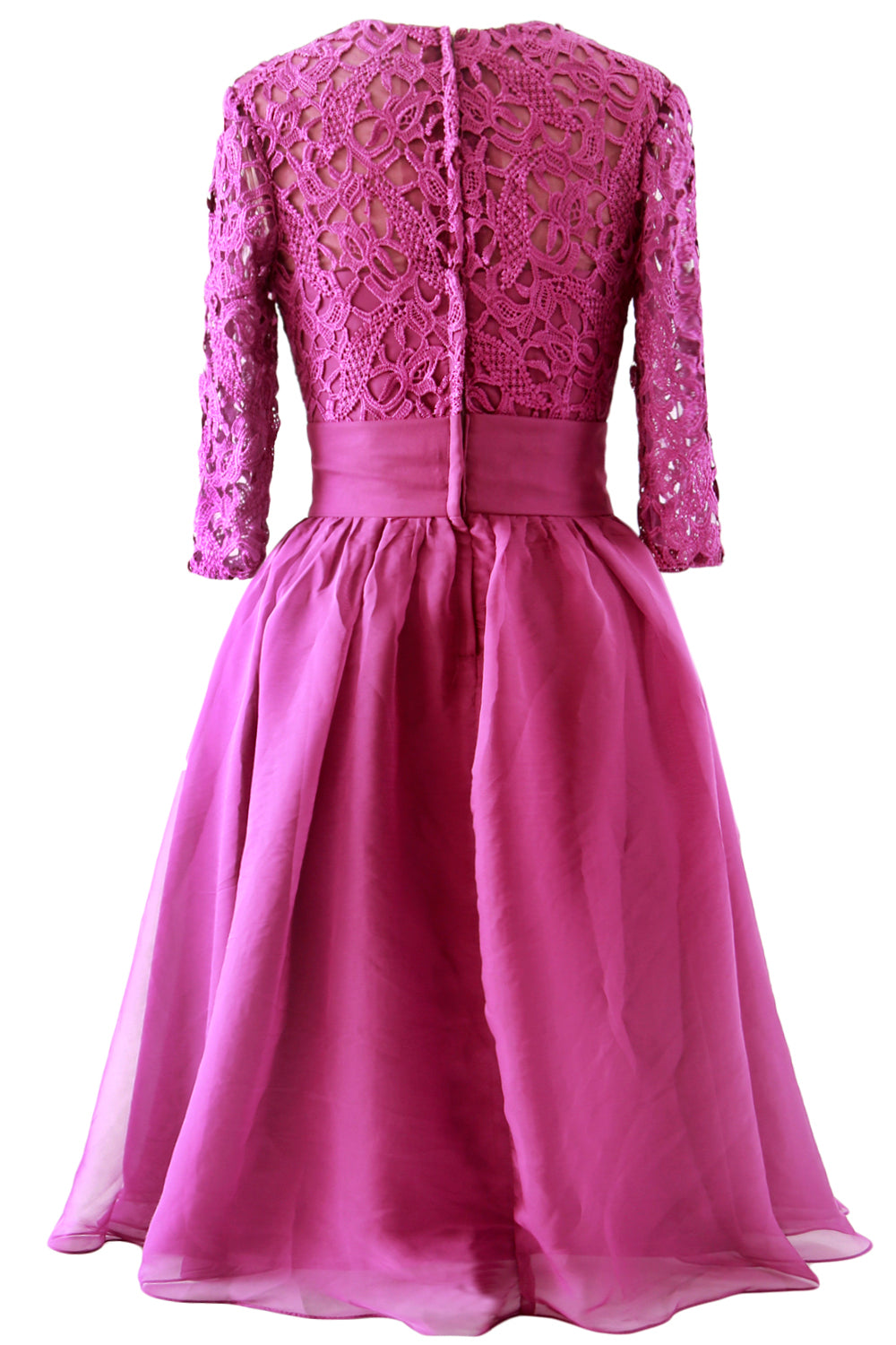 MACloth Women 3/4 Sleeve Lace Short Mother of Bride Dress Formal Evening Gown