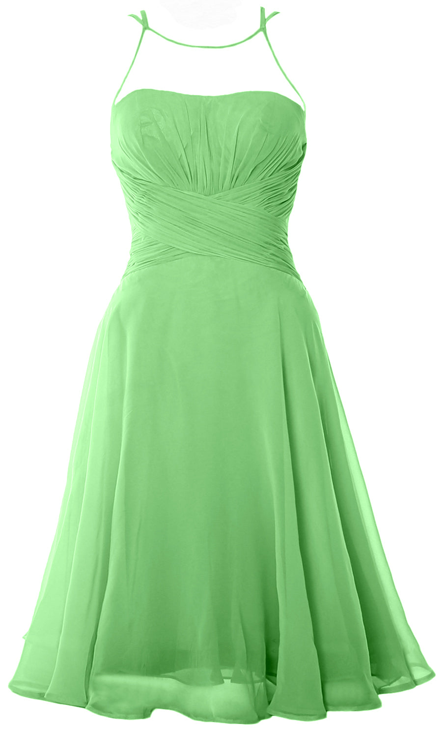 Vestido de cóctel corto elegante con ilusión de MACloth, vestido formal de gasa para boda o fiesta