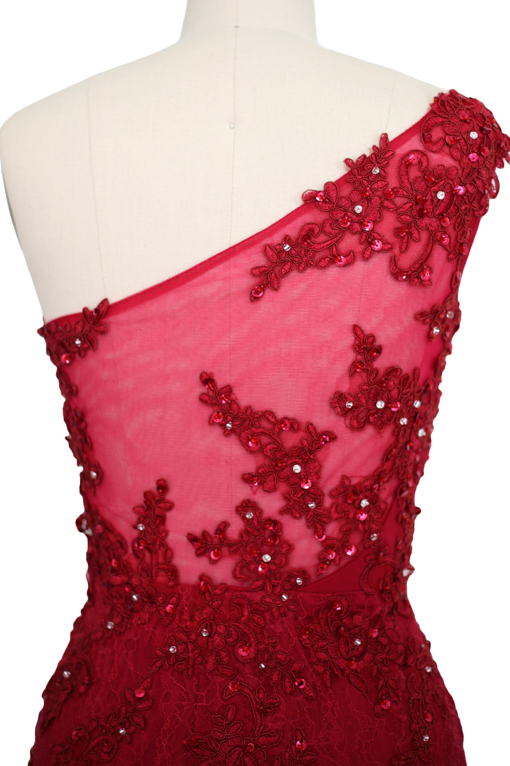 MACloth Women Prom Dresses Mermaid One Shoulder Long Lace Maxi Wedding Gown Long