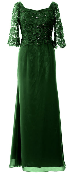 MACloth Women Mother of Bride Dresses Half Sleeves Lace Formal Evening Gown