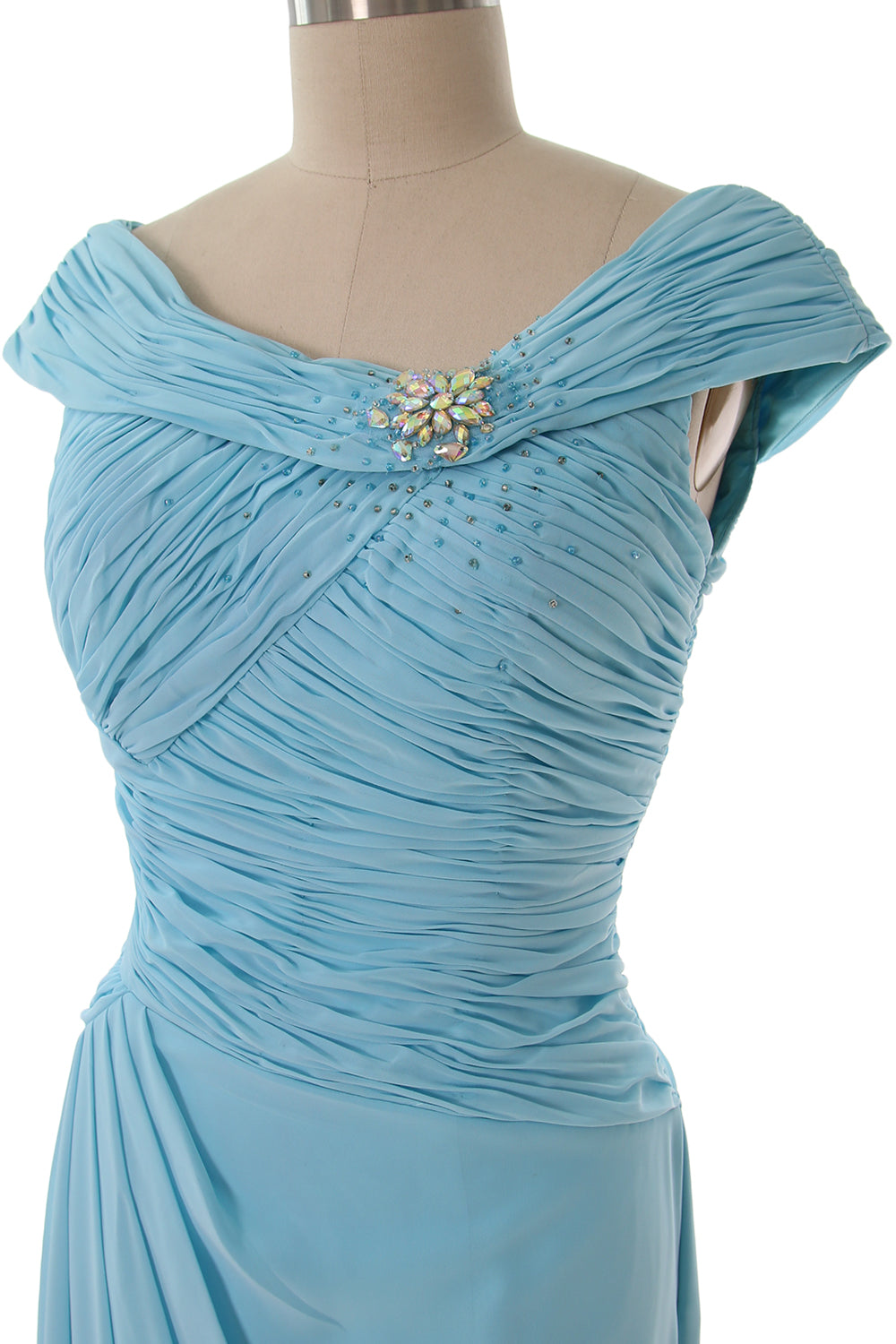 MACloth Women Cap Sleeves Boat Neck Formal Gown Long Mother of the Bride Dress