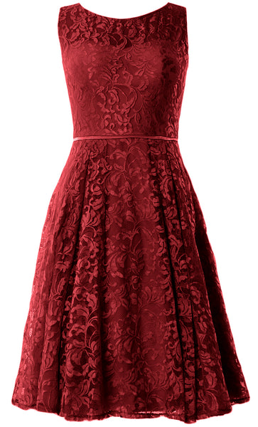 MACloth Women Lace Cocktail Dresses Vintage Short Wedding Party Guest Mother