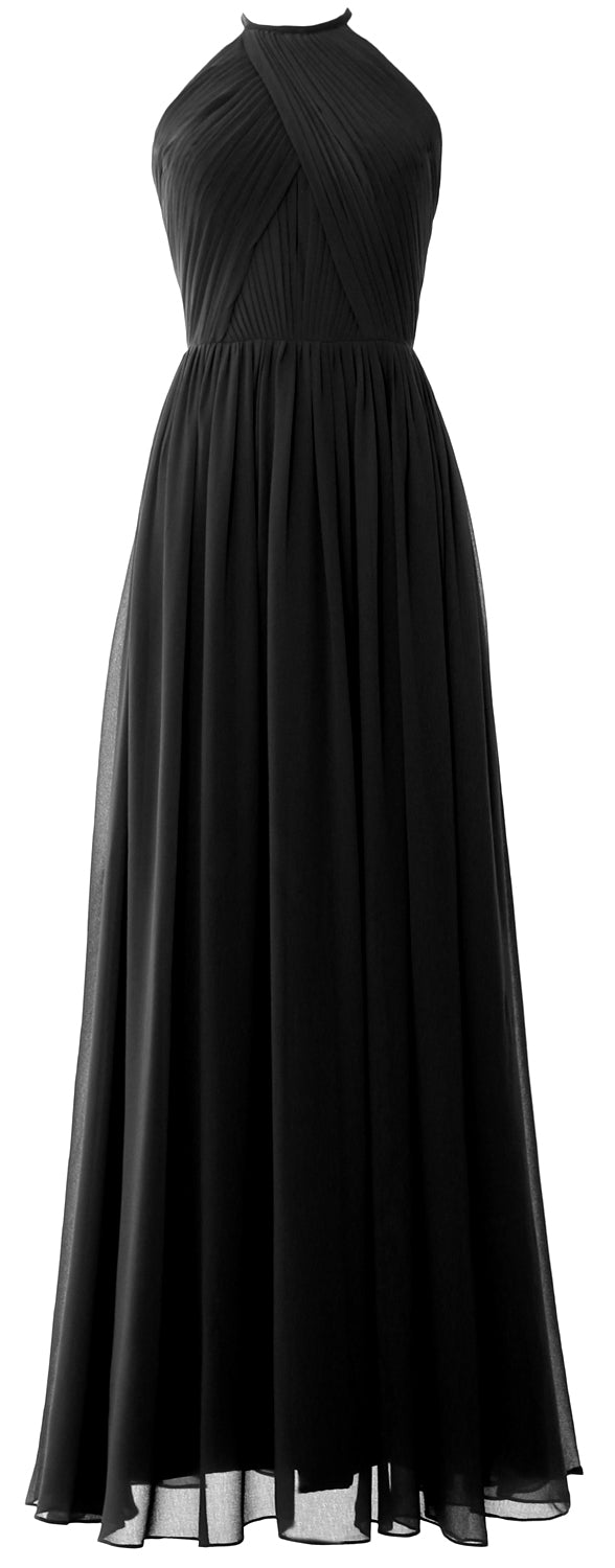 MACLoth Halter Vestidos largos de dama de honor Vestido de noche formal para boda MoH