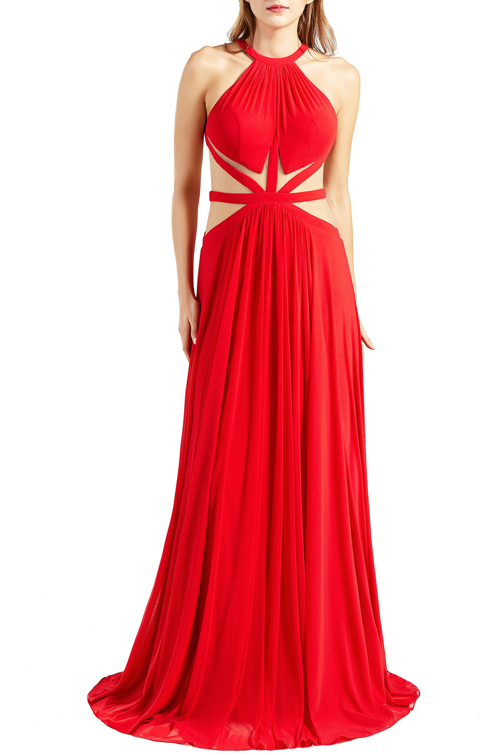 MACloth Damen Neckholder-Ballkleid mit Ausschnitt, formelles Abendkleid für Hochzeit, Party, Ballkleid