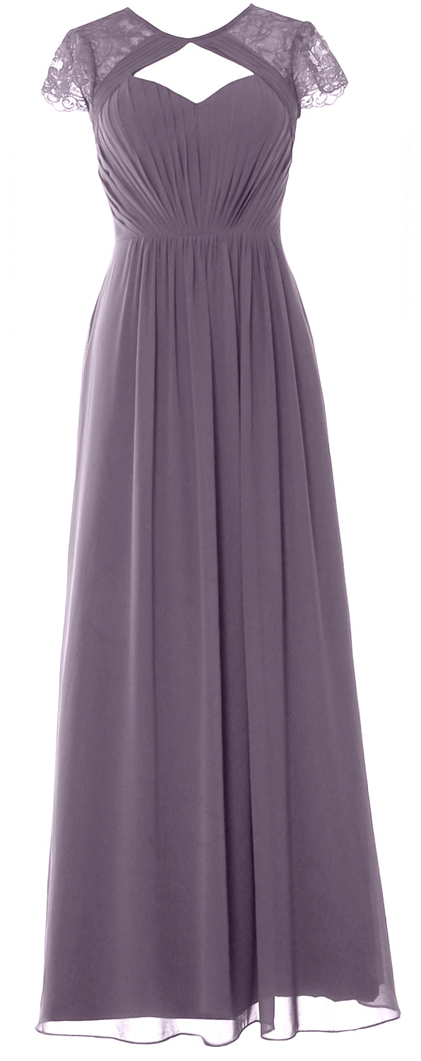 Vestido de dama de honor largo con mangas cortas elegante MACloth 2018 Vestido formal de noche